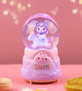 Kuromi İçi Dönmeli Püskürtmeli Işıklı Müzikli Kar Küresi Büyük Boy Alk3038 - Lisinya