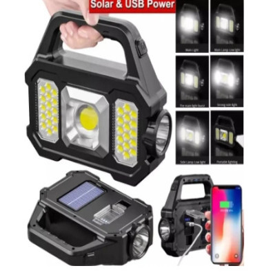 P-880a Solar Powerbanklı Şarjlı Taşınabilir Güçlü Fener - Lisinya