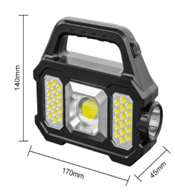 P-880a Solar Powerbanklı Şarjlı Taşınabilir Güçlü Fener - Lisinya