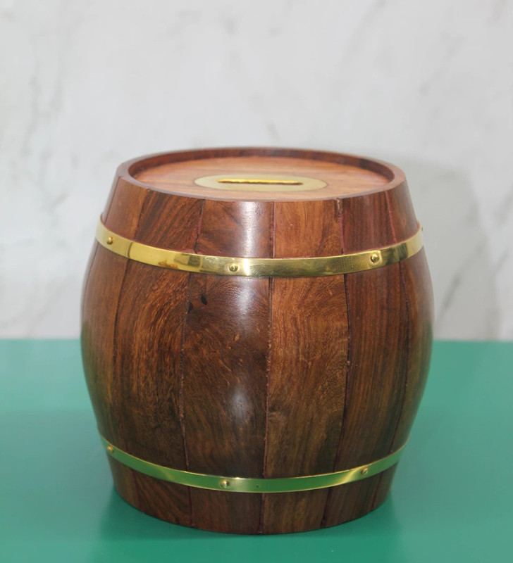 Pirinç Ahşap Fıçı Kumbara 1996 - Lisinya