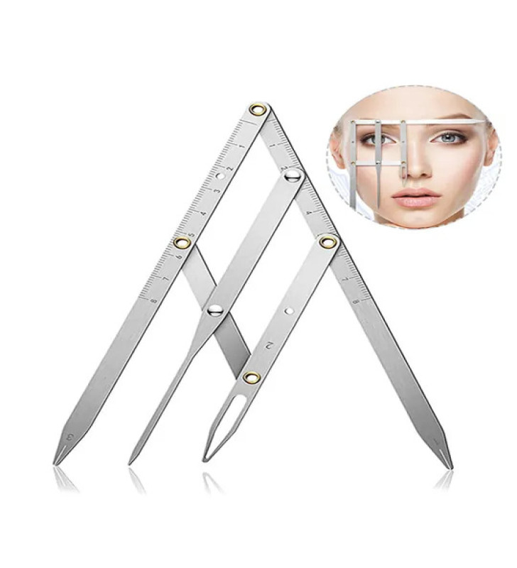 Microblading Simetrik ve Estetik Kaş Ölçüm Cetveli, Kalıcı Makyaj Altın Oran Pergeli 275