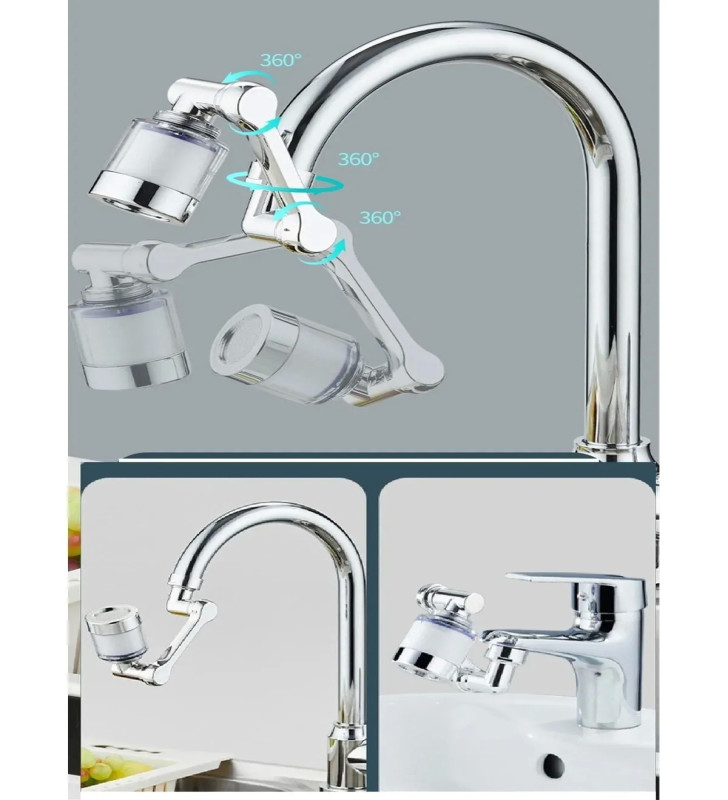 1080 ° Derece Dönebilen Filtreli Lavabo Musluk Başlığı