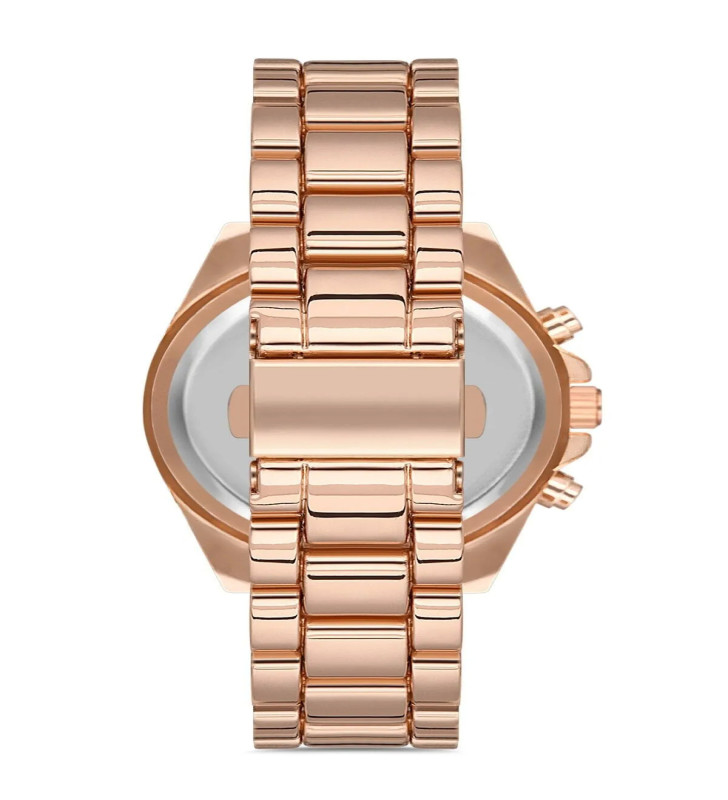 Zarif ve Şık Özel Tasarım Roma Rakam Detaylı Metal Bayan Kol Saati (rose)