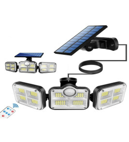 Kumandalı Solar Güneş Enerjili 122 Ledli Hareket Sensörlü Bahçe Aydınlatma Sokak Lambası - Lisinya