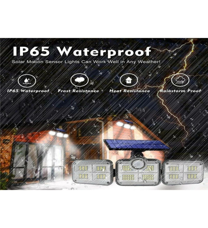 Kumandalı Solar Güneş Enerjili 122 Ledli Hareket Sensörlü Bahçe Aydınlatma Sokak Lambası - Lisinya