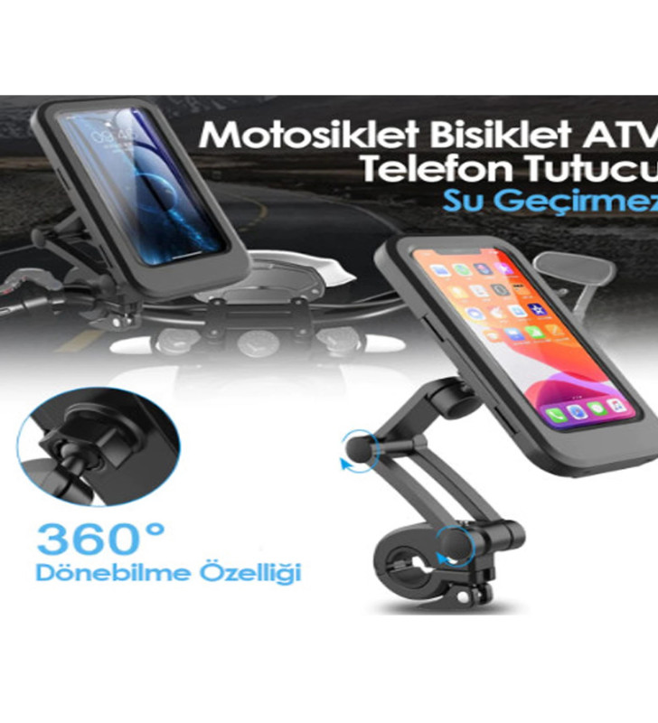 Gidon Bağlantılı Su Geçirmez Mıknatıslı Motorsiklet Telefon Tutucu - Lisinya