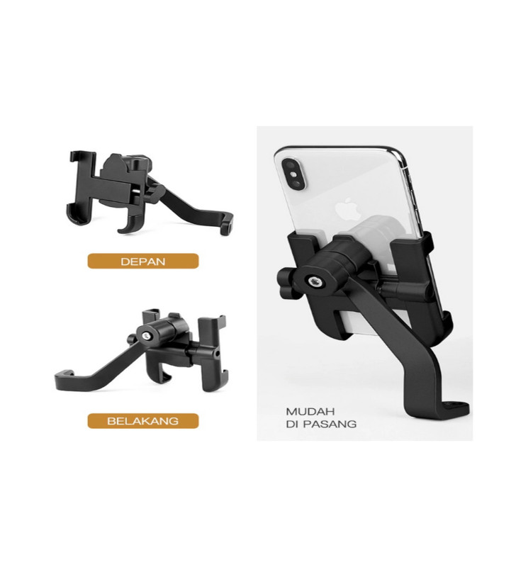 Alüminyum Gövdeli Metal Ayna Bağlantılı Motosiklet Telefon Tutucu 7 İnç Xl - Lisinya