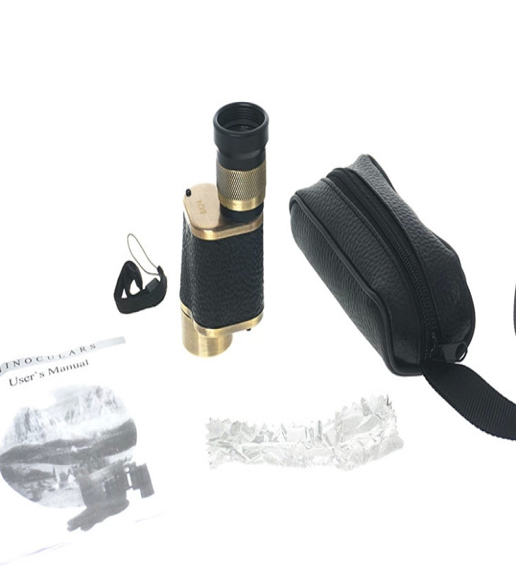 6x24 Baıgısh, Askeri Tarzi Pirinç Ve Deri Kaplamalı, Deri çantalı Monocular Dürbün Sarı