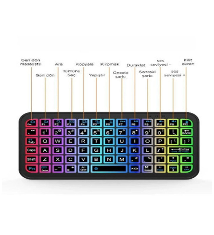 Mini Klavye Smarttv Işıklı Bluetooth Kablosuz Televizyon Ps3 Dizüstü Tabletler Ve Telefonlar İçin - Lisinya