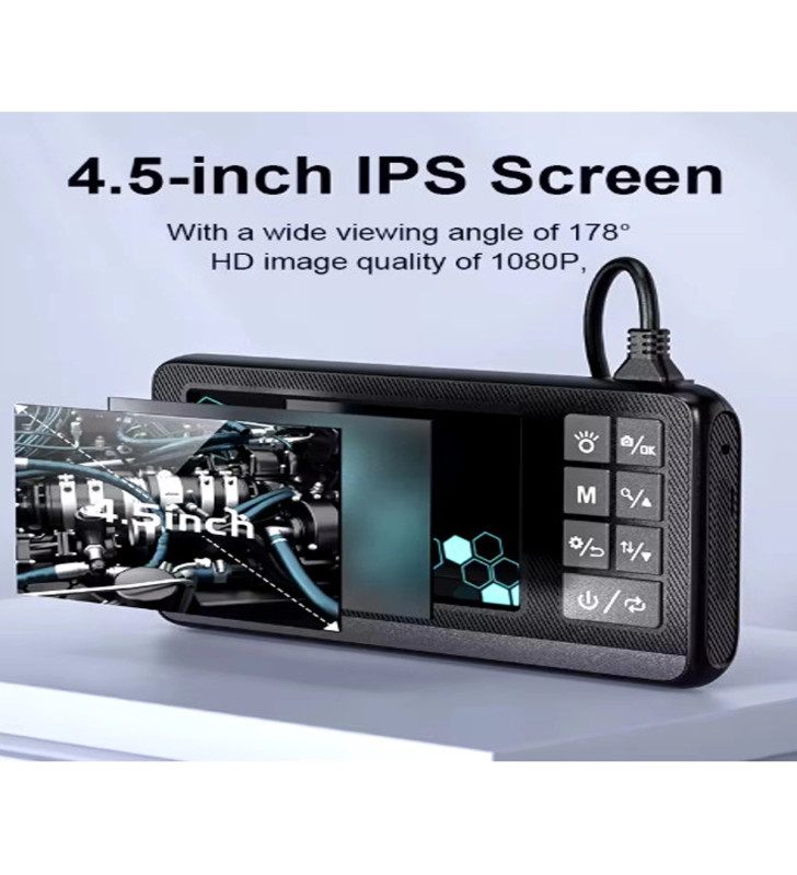 Ekranlı Çift Kameralı 10 Mt Sert Kablo Endoskop Kamera 8 Mm 4.3 Inc Hafıza Kart Destekli - Lisinya