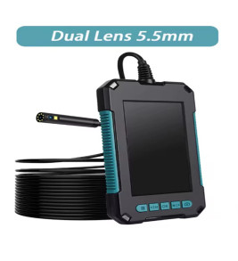 Ekranlı Çift Kameralı 10 Mt Hafıza Kart Destekli Sert Kablo Yılan Endoskop Kamera 5.5 Mm 4.3 Inc - Lisinya