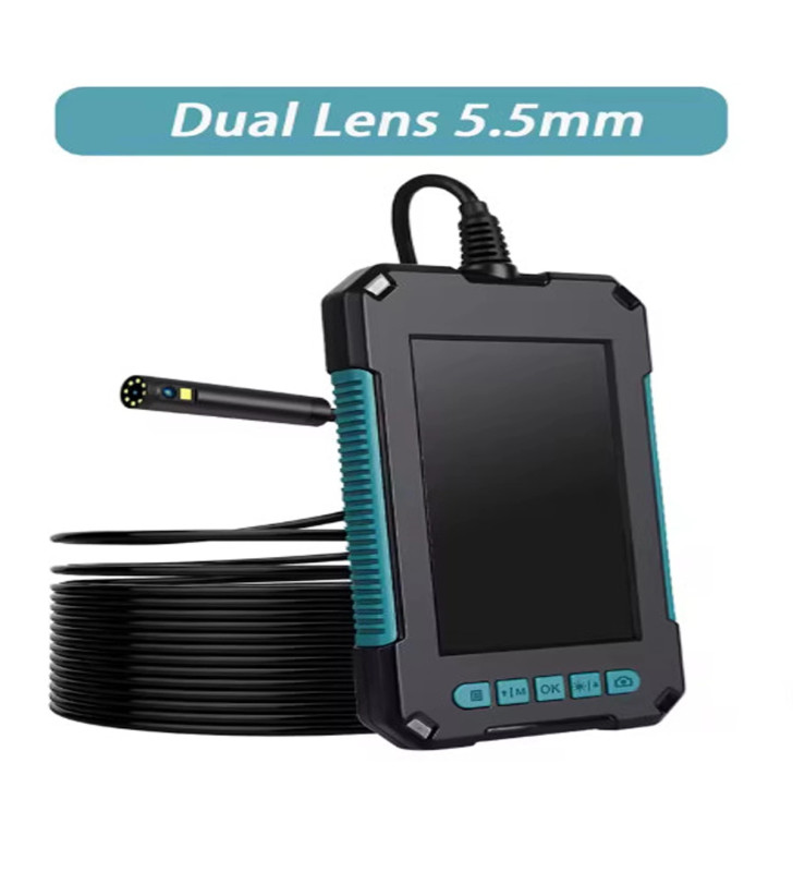 Ekranlı Çift Kameralı 10 Mt Hafıza Kart Destekli Sert Kablo Yılan Endoskop Kamera 5.5 Mm 4.3 Inc - Lisinya