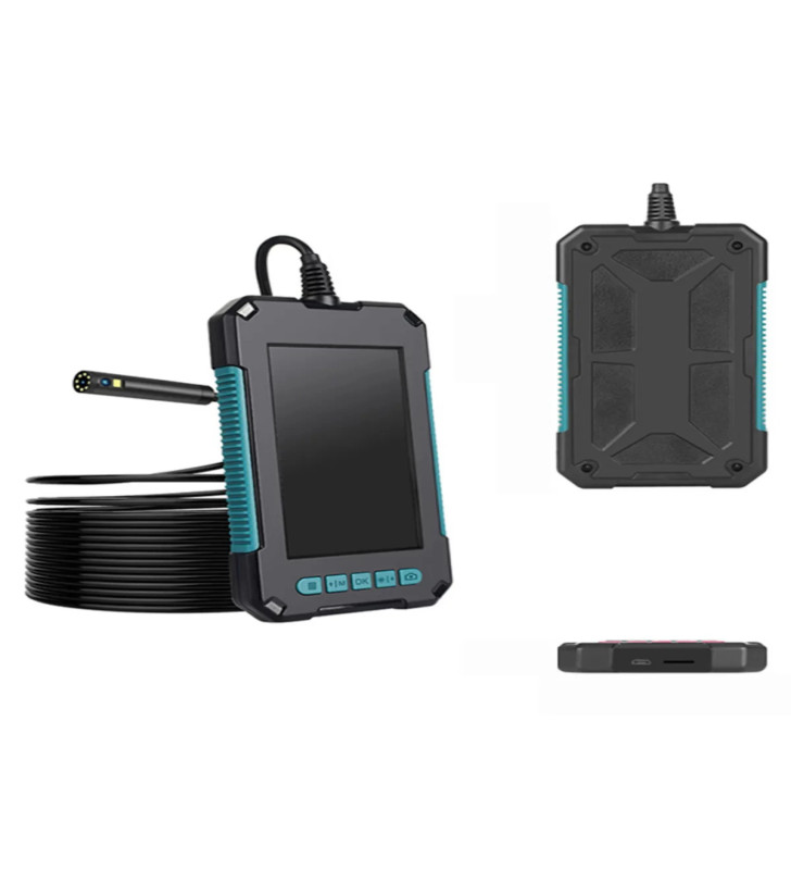 Ekranlı Çift Kameralı 10 Mt Hafıza Kart Destekli Sert Kablo Yılan Endoskop Kamera 5.5 Mm 4.3 Inc - Lisinya