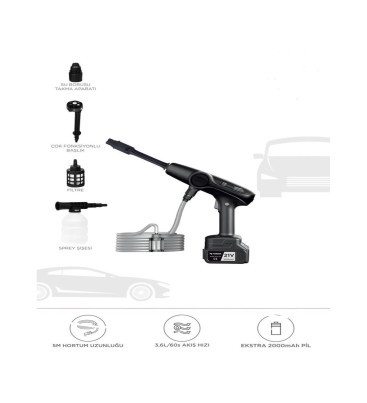 Akülü Şarjlı Yüksek Basınçlı Oto Araba Bahçe Yıkama,temizleme Su Sı - Lisinya