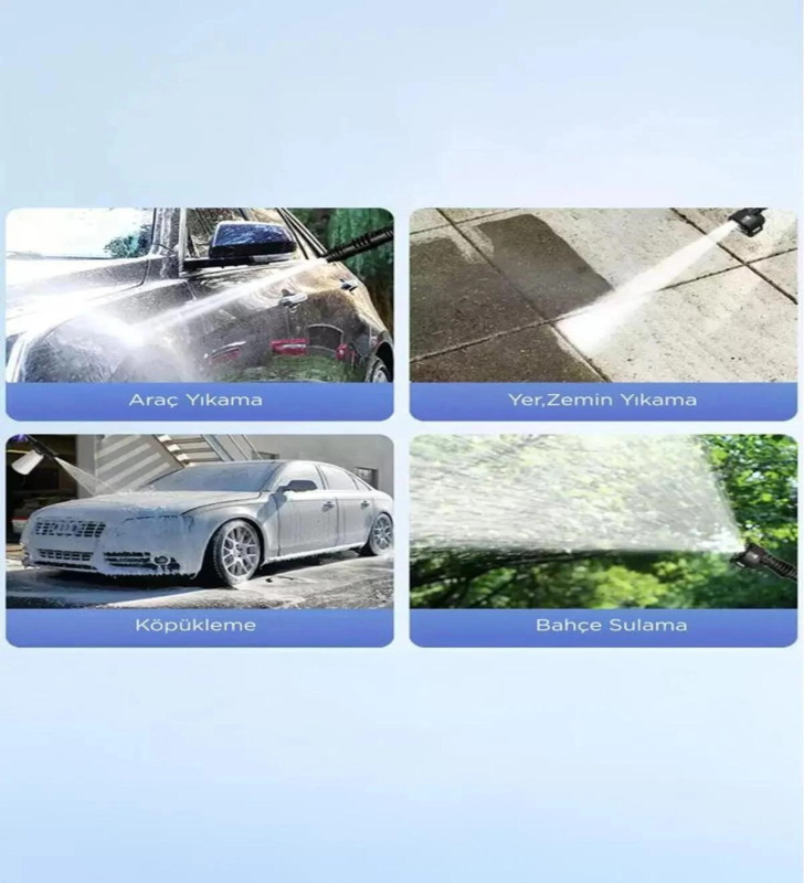 Akülü Şarjlı Yüksek Basınçlı Oto Araba Bahçe Yıkama,temizleme Su Sı - Lisinya