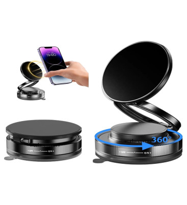 Metalik Magsafe Telefon Tutucu Tüm Yüzeylerle Uyumlu Vakumlu 360 Dönen Oynar Başlık - Lisinya