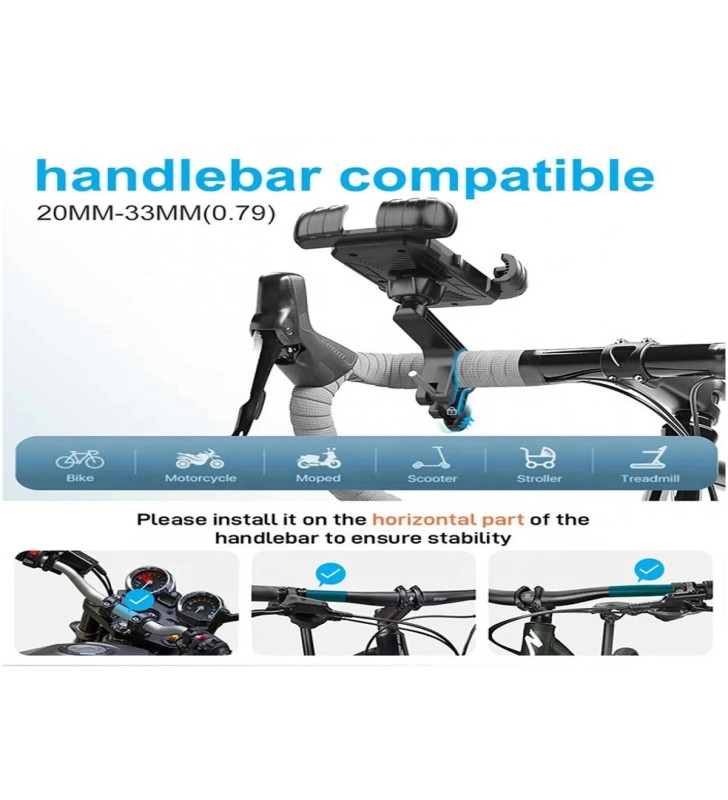 360° Derece Ayarlanabilen Gidon Bağlantılı Bisiklet Motosiklet İçin Abs 4-7.8″ İnç Telefon Tutucu - Lisinya