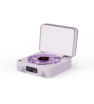 Waves Nostalji Plak Görünümlü Bluetooth Hoparlör 3d Ses Dalgası Retro Müzik Plak Mor - Lisinya