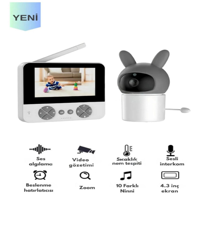 Bebek Kamerası Kumandalı Monitörlü Karşılıklı Konuşma Özellikli , Hatırlatıcılı Ip Bebek Kamerası - Lisinya