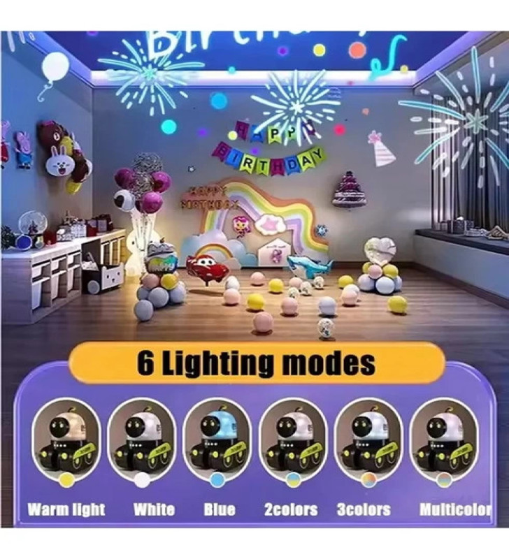 Robot Projeksiyon Gece Lambası Hoparlörlü Şarjlı Yıldızlı Gökyüzü Temalı Led Projeksiyon Lambası - Lisinya