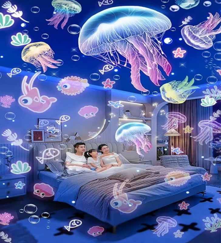 Robot Projeksiyon Gece Lambası Hoparlörlü Şarjlı Yıldızlı Gökyüzü Temalı Led Projeksiyon Lambası - Lisinya