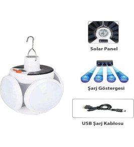 P-038 Solar Güneş Enerji Ve Usb Sarjli 5 Kanatlı - Lisinya