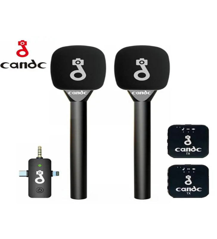 Çift Mikrofonlu Profosyonel Kablosuz Yüksek Kaliteli Ses Kaydı Röportaj Mikrofonu - Lisinya