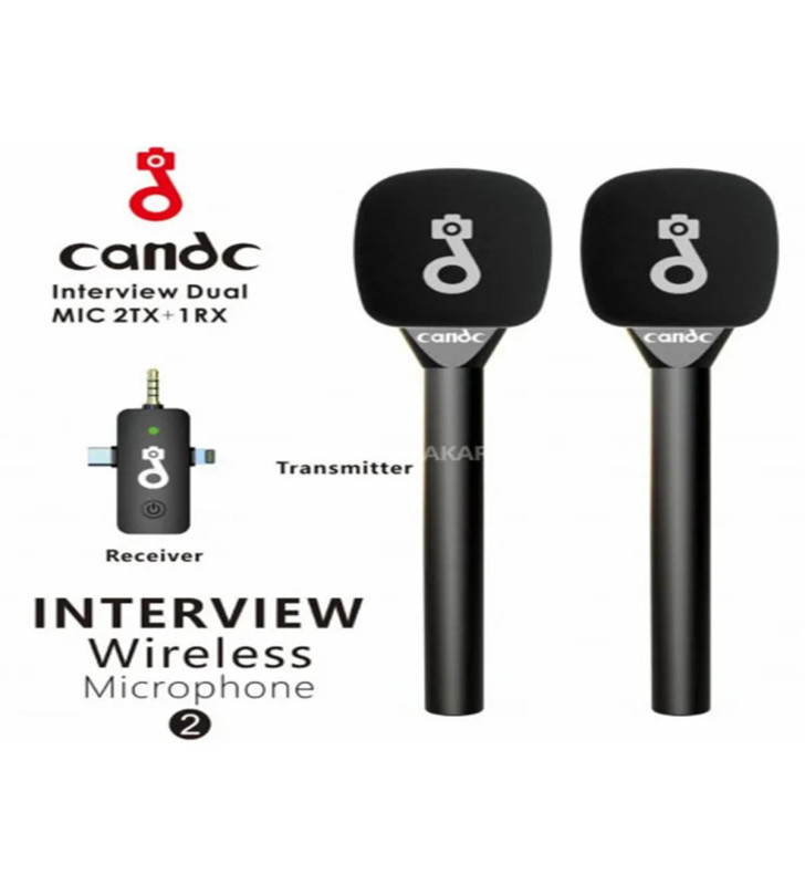 Çift Mikrofonlu Profosyonel Kablosuz Yüksek Kaliteli Ses Kaydı Röportaj Mikrofonu - Lisinya