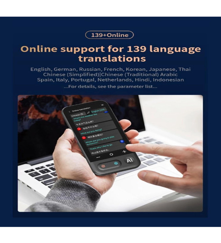 Kameralı 140 Dilde Kablosuz Özellikli Translator Elektronik Çeviri Cihazı Türkçe Menü - Lisinya