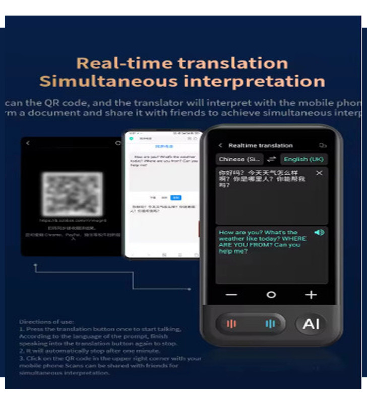 Kameralı 140 Dilde Kablosuz Özellikli Translator Elektronik Çeviri Cihazı Türkçe Menü - Lisinya