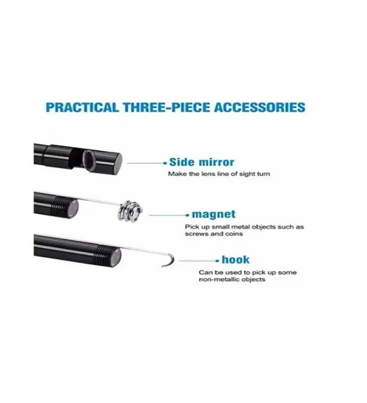 Vtn-02 Endoskop Yılan Video Kamera Led’li 2 Metre 7 Mm Sert Kablo Su Geçirmez - Lisinya