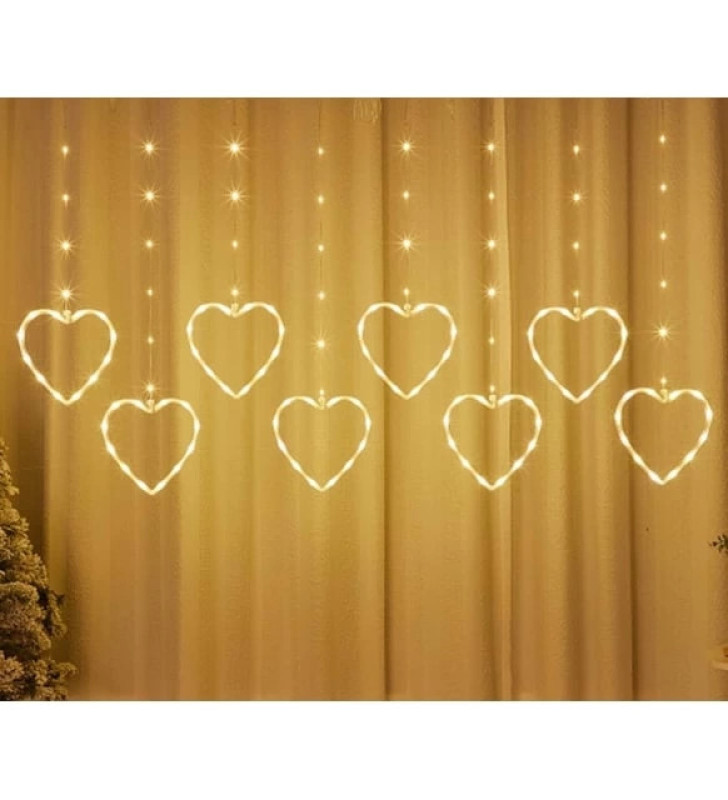 Kalpli Perde Led Işıklar, Sevgililer Günü Romantik Led Aydınlatma - Lisinya