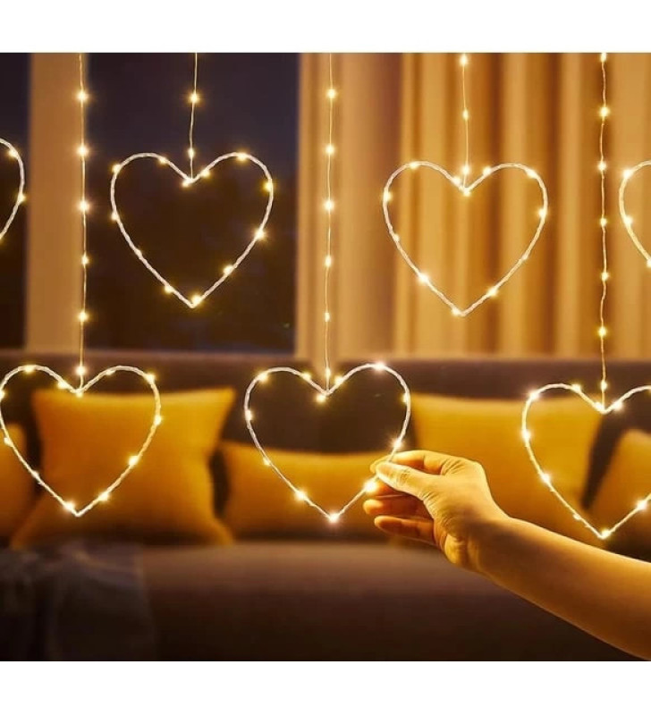 Kalpli Perde Led Işıklar, Sevgililer Günü Romantik Led Aydınlatma - Lisinya