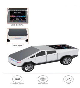 D68 Cyber Model Araba Tasarımlı Bluetooth Hoparlör 15w Güçlü Ses Rgb Led /tws/usb Beyaz - Lisinya