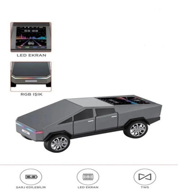D68 Cyber Model Araba Tasarımlı Bluetooth Hoparlör 15w Güçlü Ses Rgb Led /tws/usb Gri - Lisinya