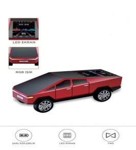 D68 Cyber Model Araba Tasarımlı Bluetooth Hoparlör 15w Güçlü Ses Rgb Led /tws/usb Kırmızı - Lisinya