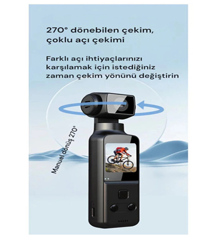4k Ultra Hd 270° Döndürülebilir Su Geçirmez Kablosuz Vlog Spor Ve Aksiyon Kamerası - Lisinya