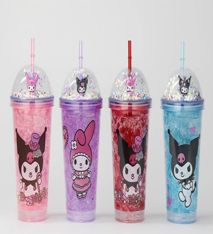 Sevimli Kuromi Işıklı Pipetli Boncuklu Suluk & Bardak 400 Ml Alk3144 - Lisinya