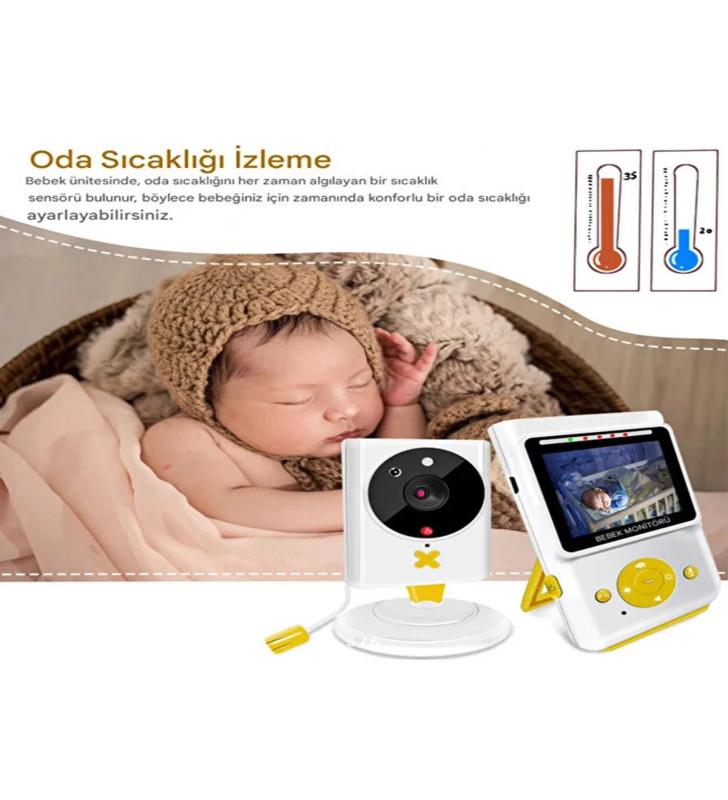 Akıllı Bebek Kamerası Monitörlü Karşılıklı Konuşma Özellikli Sıcaklık İzleme 2.4 İnç Bebek Kamerası - Lisinya