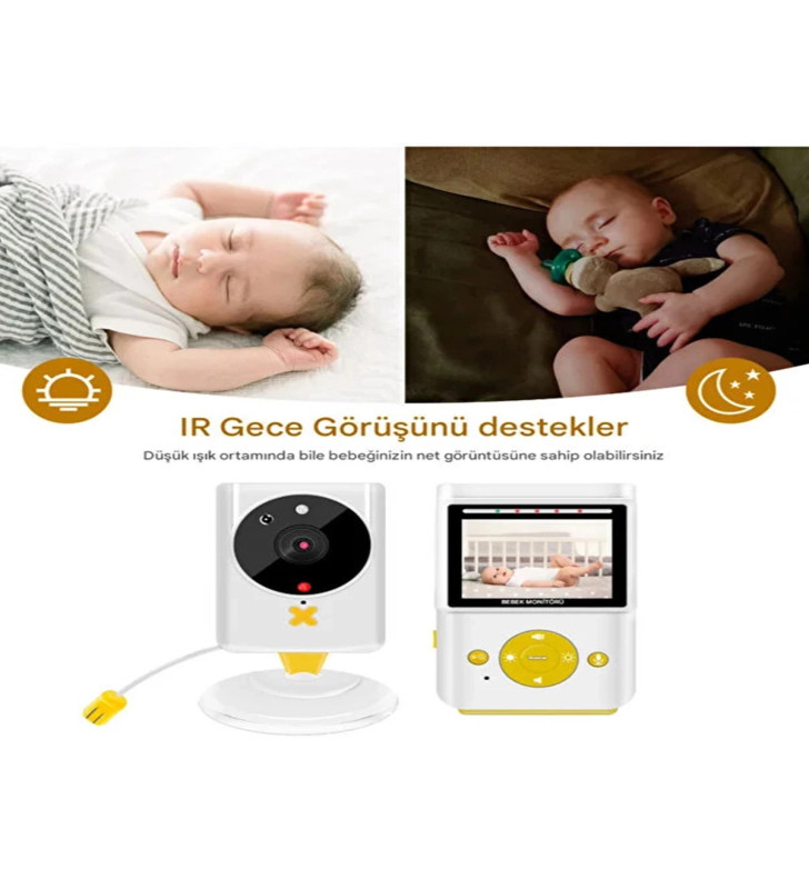 Akıllı Bebek Kamerası Monitörlü Karşılıklı Konuşma Özellikli Sıcaklık İzleme 2.4 İnç Bebek Kamerası - Lisinya