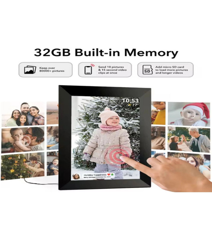 Dijital Fotoğraf Çerçevesi Kablosuz 10.1 İnç 32gb Dokunmatik Ekran, Uygulama Üzerinden Fotoğraf/video Paylaşımı - Lisinya