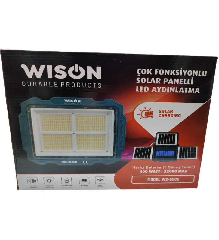 Wıson Ws-5585 Çok Fonksiyonlu 3 Solar Panelli 400w Spot Aydınlatma - Lisinya