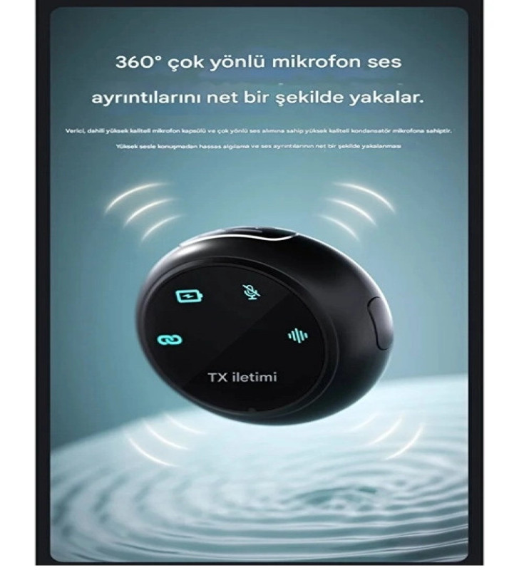 Kablosuz Profesyonel İkili Yayın Yaka Mikrofonu Şarj Kutu Mıknatıslı Typce Lightning Çıkış Mikrofon - Lisinya