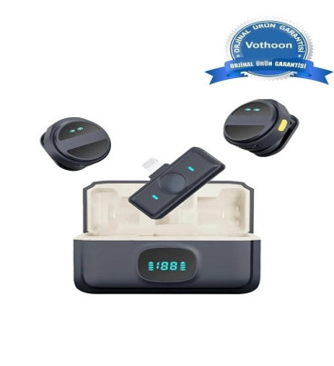 2 Adet Profesyonel Kablosuz Yaka Mikrofonu Lighting Uyumlu Manyetik Klipsli - Lisinya