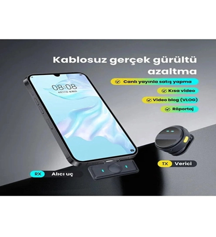 2 Adet Profesyonel Kablosuz Yaka Mikrofonu Typce Uyumlu Manyetik Klipsli - Lisinya