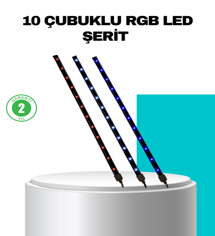 LED Meteor Yağmur Işığı 10 Adet Çubuk Kayan Yıldız Efektli - Lisinya