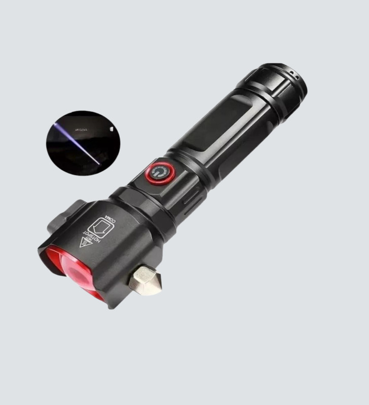 USB Şarjlı Çok Amaçlı El Feneri Çekiçli Pusulalı - Lisinya