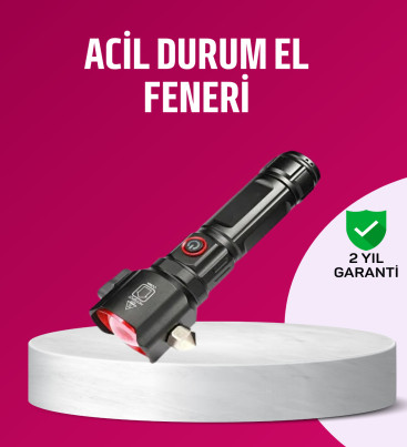 Acil Durum El Feneri Çekiç ve Pusula Özellikli Güçlü Işık - Lisinya