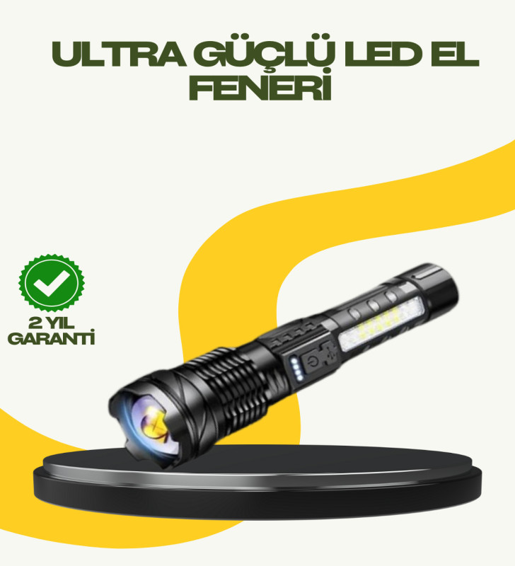 Şarjlı El Feneri Yüksek Işık Gücü Uzun Menzil - Lisinya