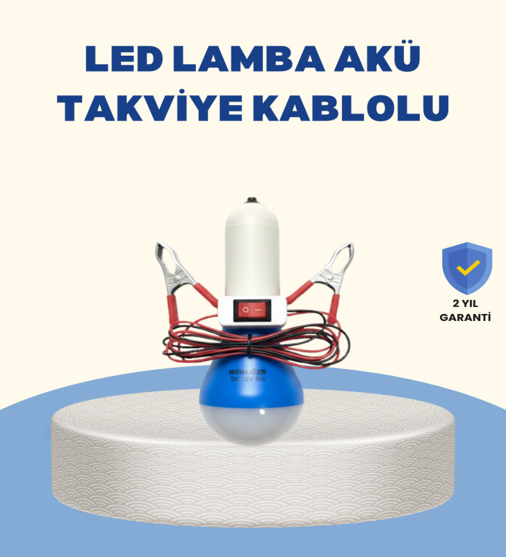 Timsah Kıskaçlı 12V LED Ampul Kamp ve Acil Durum Lambası - Lisinya